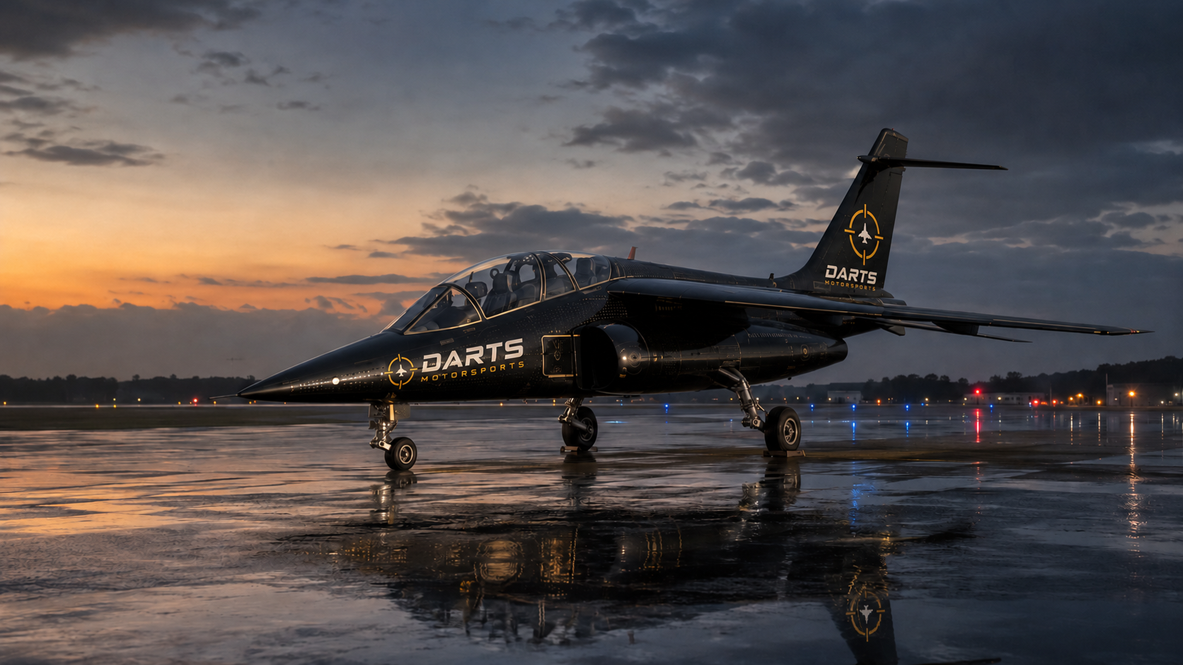 Alpha Jet on a wet runway